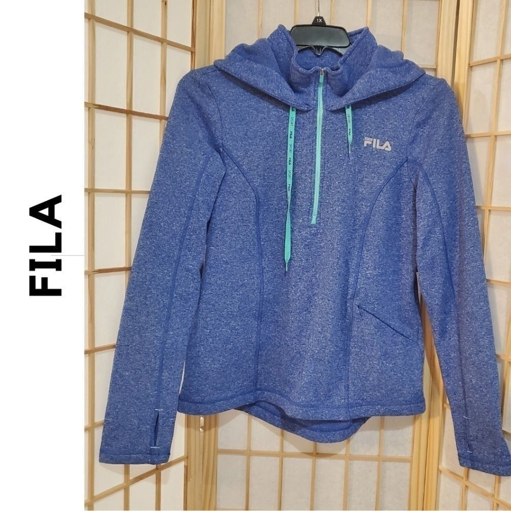 Fila Partial Zip Front Hoodie With Pocket Sz M